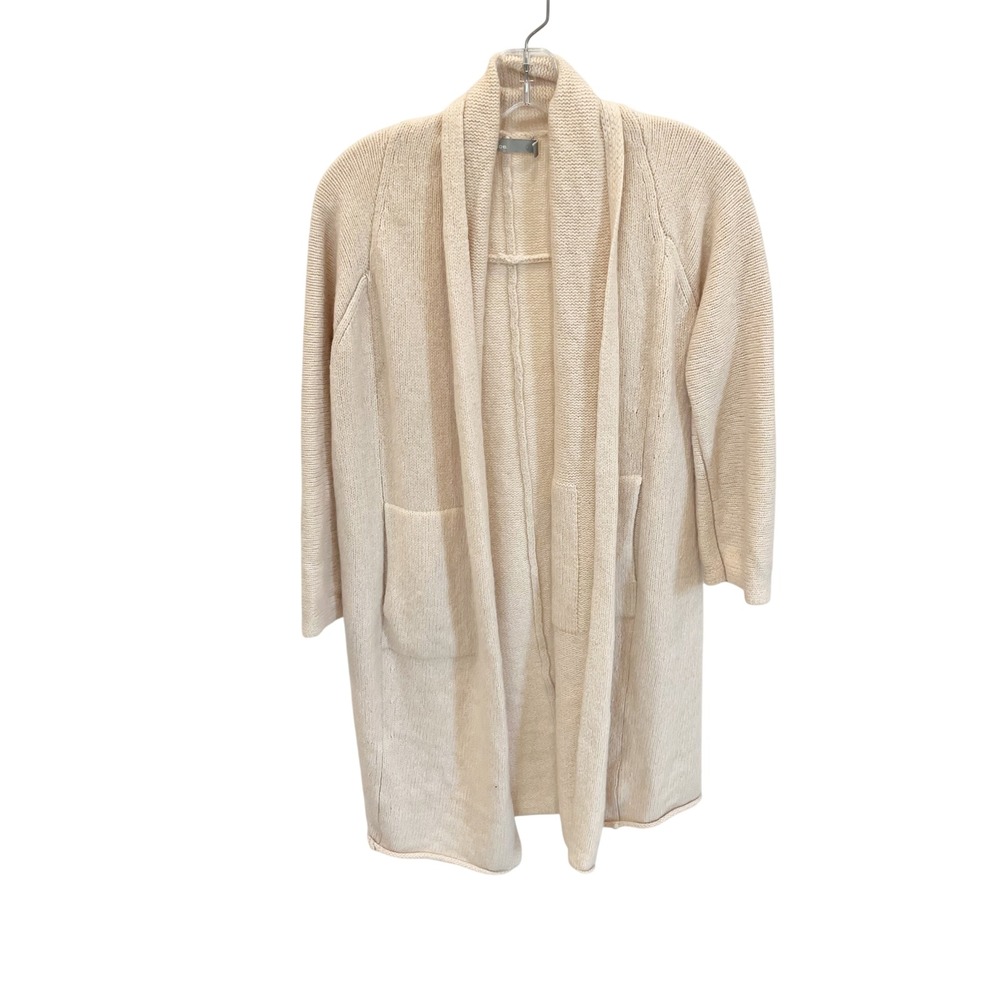 Vince Cream Wool Cashmere Open Front Longline Cardigan Sweater Quiet Luxury - XS